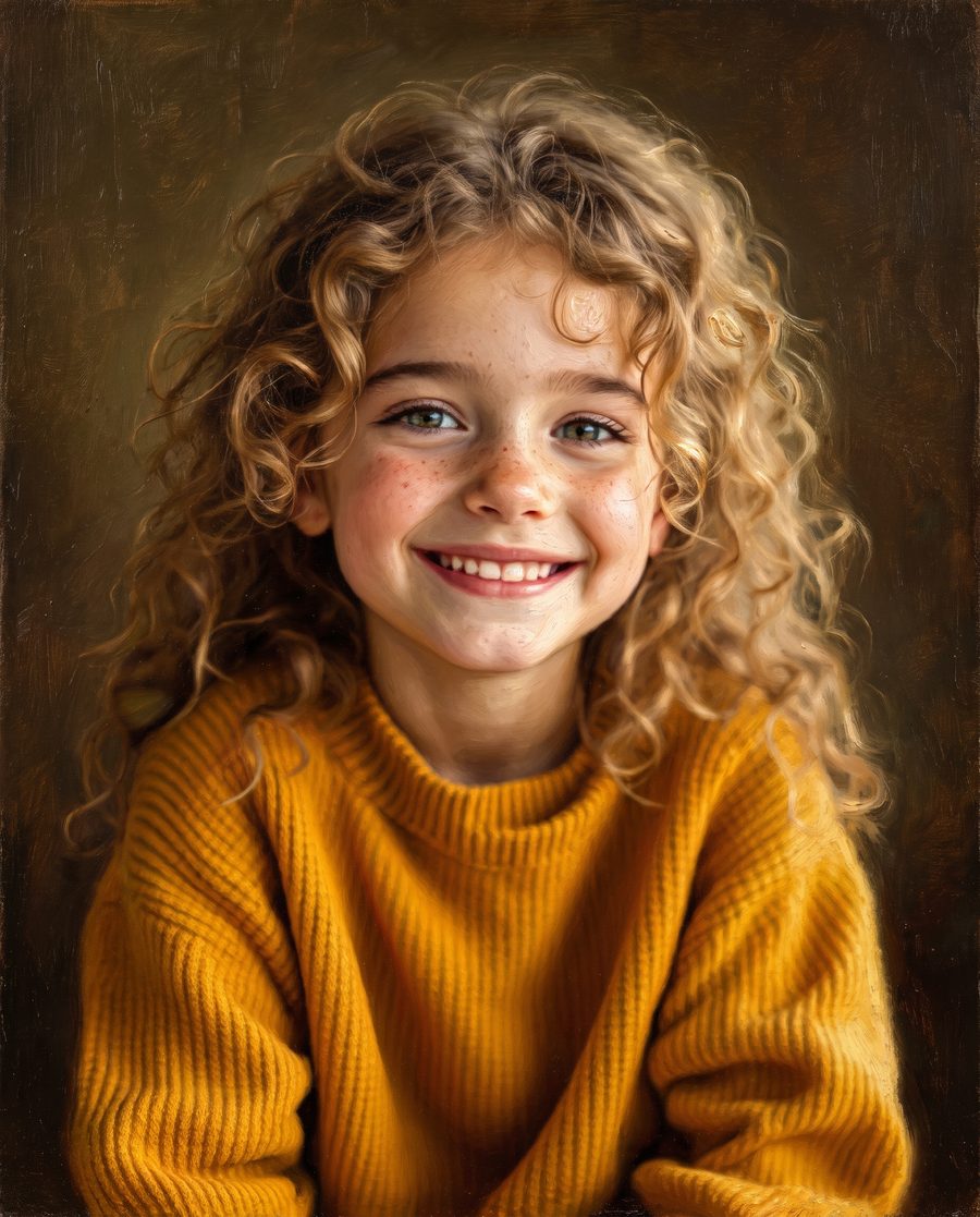 Obraz olejny: portret dziewczynki
